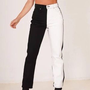 NWT Revice XOXO women’s contrast black and white high waisted jeans